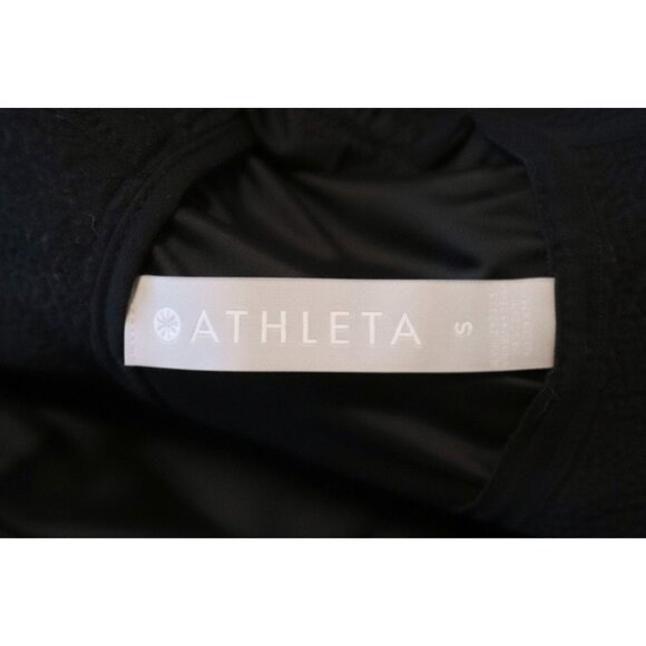 Athleta Crop Hoodie Black Satin Panel Small Drawstring Hem Athleisure - Picture 2 of 7